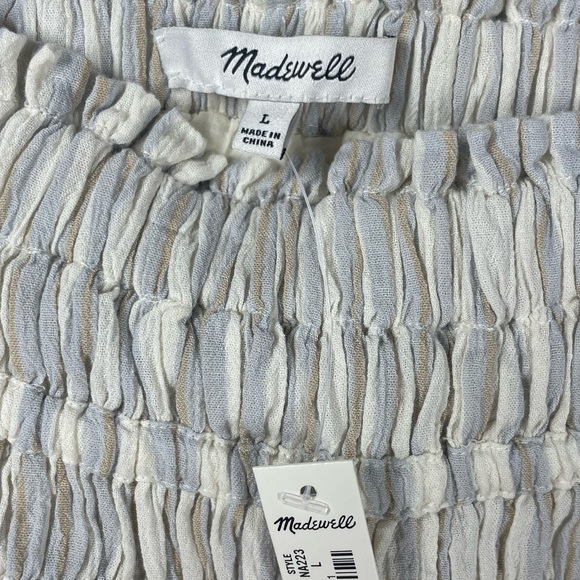 Madewell NWT Smocked Pull-On Mini Skirt in Stripe Size L - Picture 7 of 8